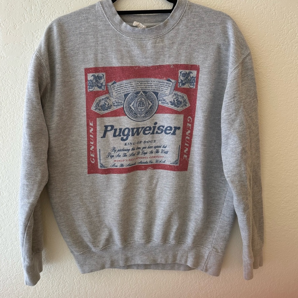 Pugweiser sweatshirt grey size medium